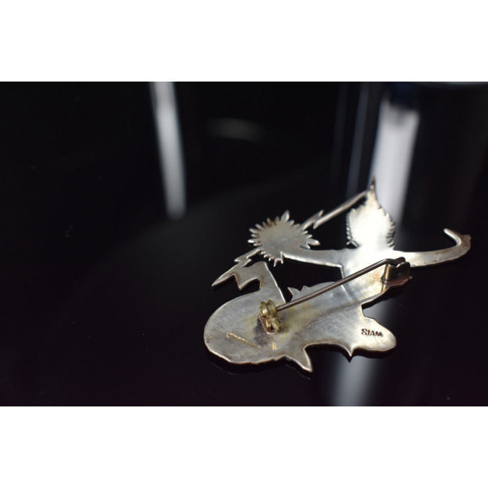 Sky Jewelry Винтажная Сиамская Серебряная Брошка