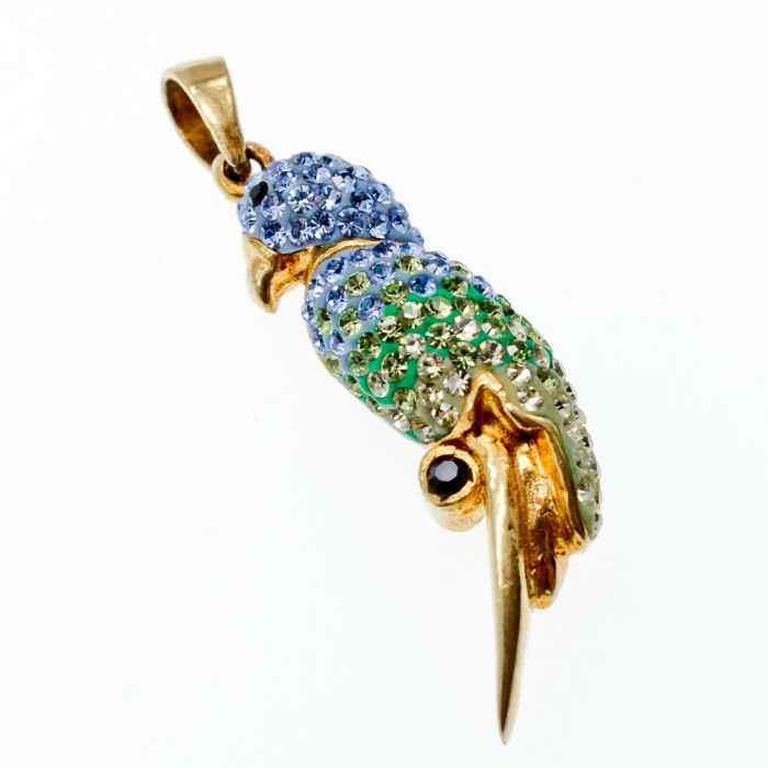 Sky Jewelry Серебряный кулон * Попугай * с фианитами