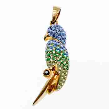 Sky Jewelry Серебряный кулон * Попугай * с фианитами