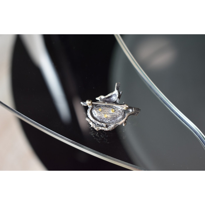 Sky Jewelry Винтажная серебряная брошь с разноцветными фианитами