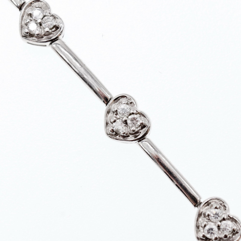 Sky Jewelry Серебряный браслет 925 пробы *Сердце* с фианитами