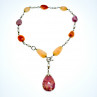 Sky Jewelry Серебряное ожерелье с камнями Розовый Кварц, Желтый Агат и Оранжевый Карнеол (Сердолик)