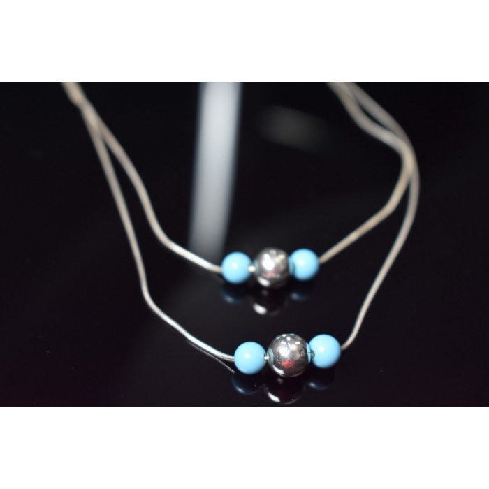 Sky Jewelry Серебряное ожерелье на двух цепочках Italy