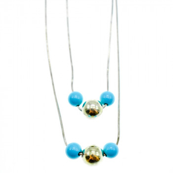 Sky Jewelry Серебряное ожерелье на двух цепочках Italy