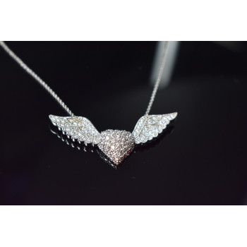 Sky Jewelry Серебряное ожерелье 925 проба с фианитами *Сердце с Крыльями Ангела