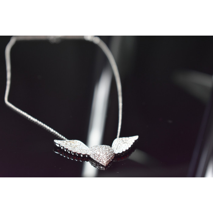 Sky Jewelry Серебряное ожерелье 925 проба с фианитами *Сердце с Крыльями Ангела