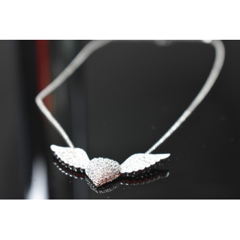 Sky Jewelry Серебряное ожерелье 925 проба с фианитами *Сердце с Крыльями Ангела
