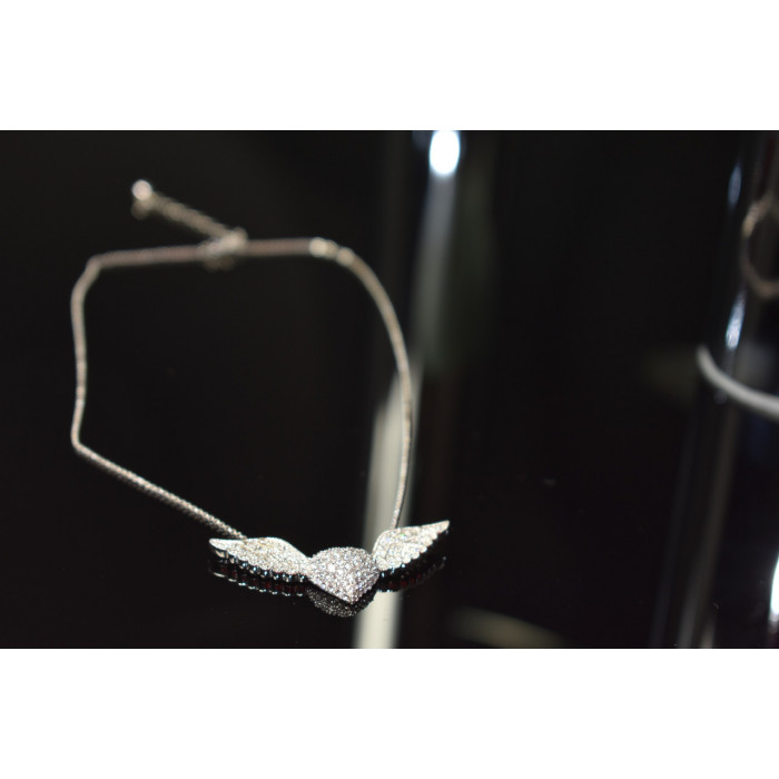 Sky Jewelry Серебряное ожерелье 925 проба с фианитами *Сердце с Крыльями Ангела