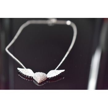 Sky Jewelry Серебряное ожерелье 925 проба с фианитами *Сердце с Крыльями Ангела