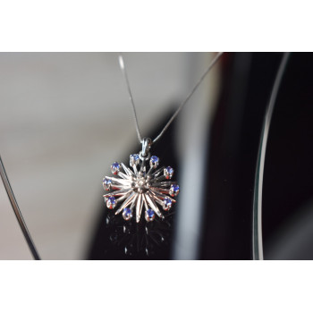 Sky Jewelry Золотая цепочка с кулоном камни Сапфиры и Бриллиант