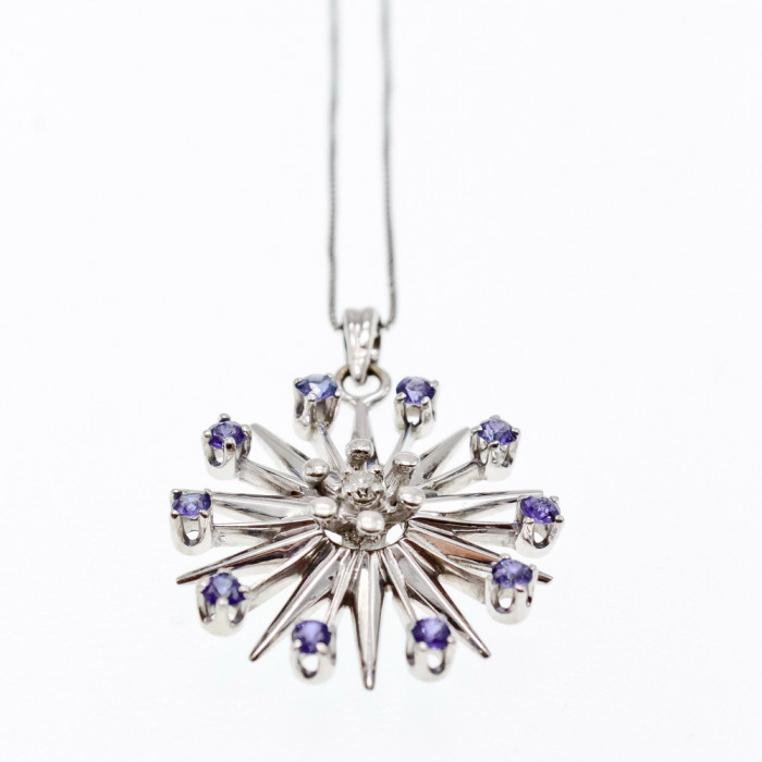 Sky Jewelry Золотая цепочка с кулоном камни Сапфиры и Бриллиант