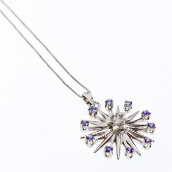 Sky Jewelry Золотая цепочка с кулоном камни Сапфиры и Бриллиант