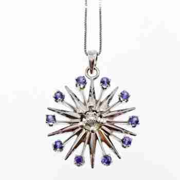 Sky Jewelry Золотая цепочка с кулоном камни Сапфиры и Бриллиант