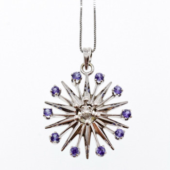 Sky Jewelry Золотая цепочка с кулоном камни Сапфиры и Бриллиант