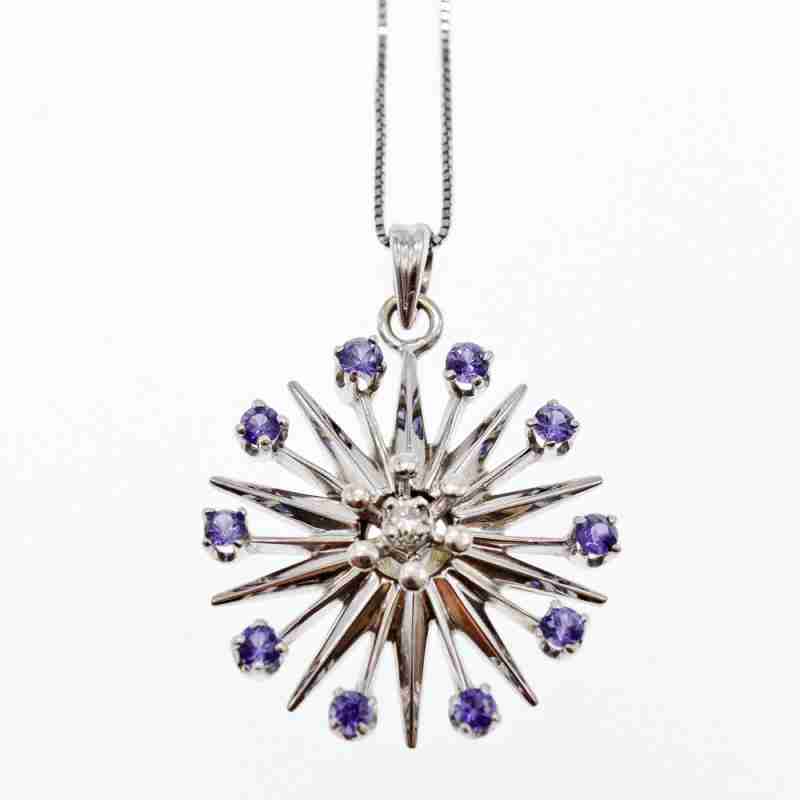 Sky Jewelry Золотая цепочка с кулоном камни Сапфиры и Бриллиант