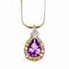 Sky Jewelry Золотая цепочка с кулоном Камень Аметист и бриллианты