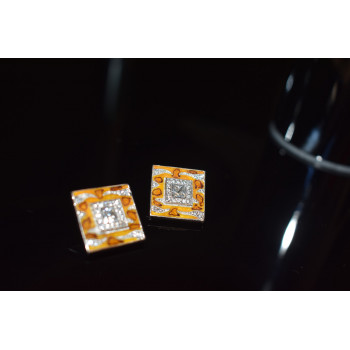 Sky Jewelry Серебряные серьги-гвоздики с эмалью и фианитами