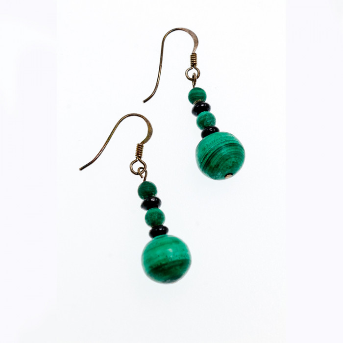 Sky Jewelry Серебряные серьги с Малахитом