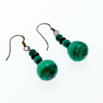 Sky Jewelry Серебряные серьги с Малахитом