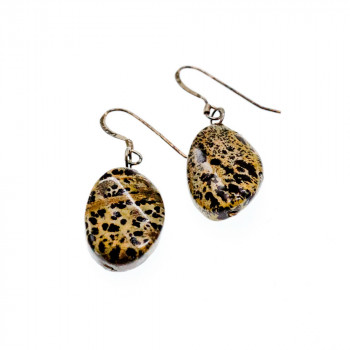 Sky Jewelry Серебряные серьги 925 пробы с Леопардовой Яшмой