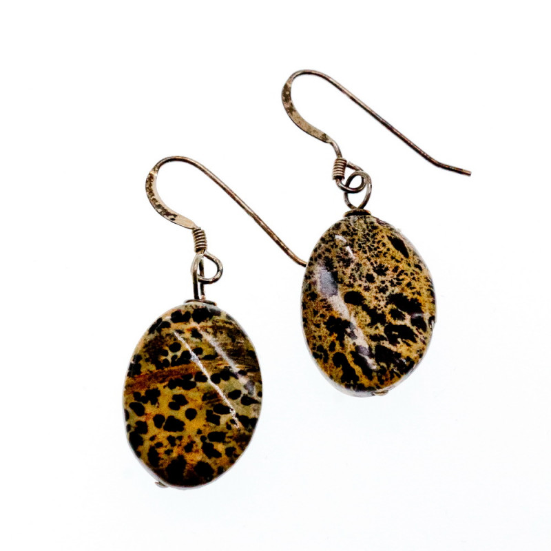 Sky Jewelry Серебряные серьги 925 пробы с Леопардовой Яшмой