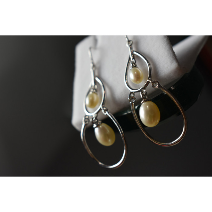 Sky Jewelry Роскошные серебряные серьги с Жемчугом