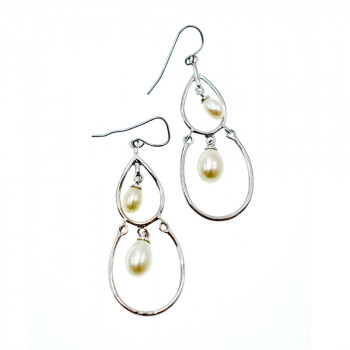 Sky Jewelry Роскошные серебряные серьги с Жемчугом