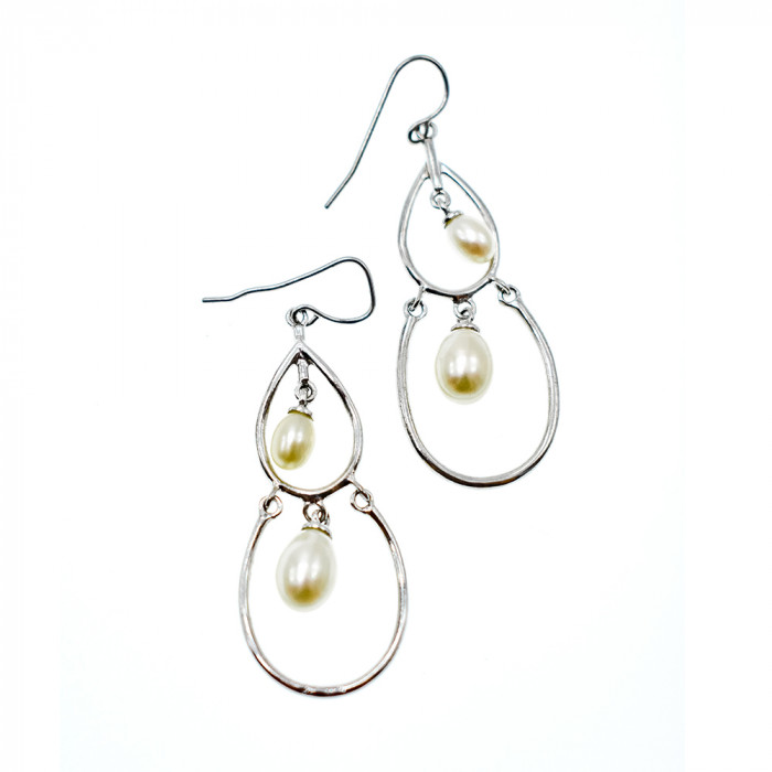 Sky Jewelry Роскошные серебряные серьги с Жемчугом