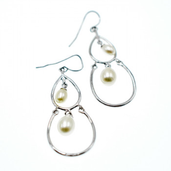 Sky Jewelry Роскошные серебряные серьги с Жемчугом