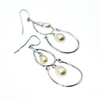 Sky Jewelry Роскошные серебряные серьги с Жемчугом