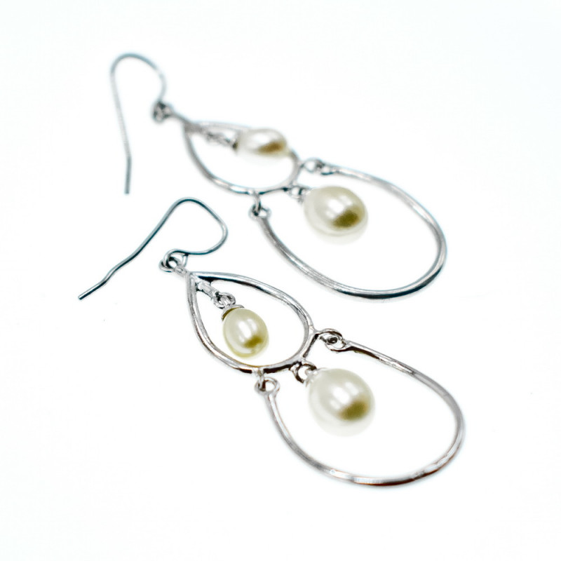 Sky Jewelry Роскошные серебряные серьги с Жемчугом