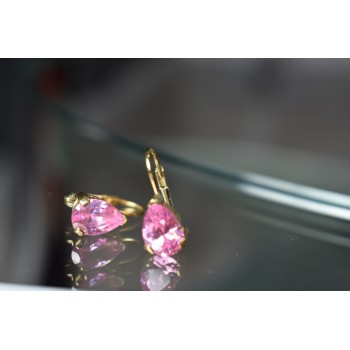 Sky Jewelry Серебряные серьги в позолоте с Морганитом