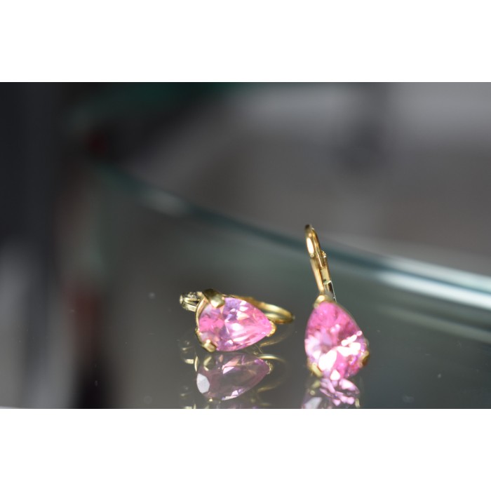 Sky Jewelry Серебряные серьги в позолоте с Морганитом