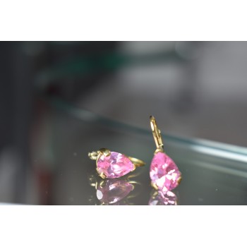 Sky Jewelry Серебряные серьги в позолоте с Морганитом