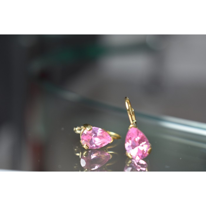 Sky Jewelry Серебряные серьги в позолоте с Морганитом