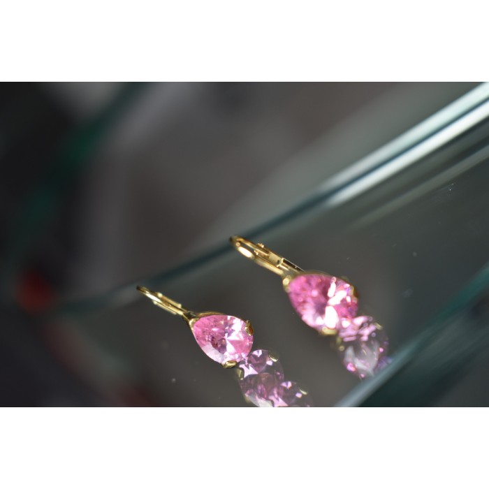 Sky Jewelry Серебряные серьги в позолоте с Морганитом