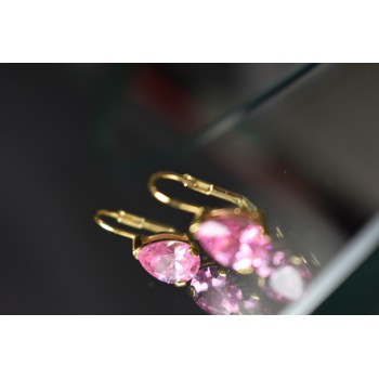 Sky Jewelry Серебряные серьги в позолоте с Морганитом