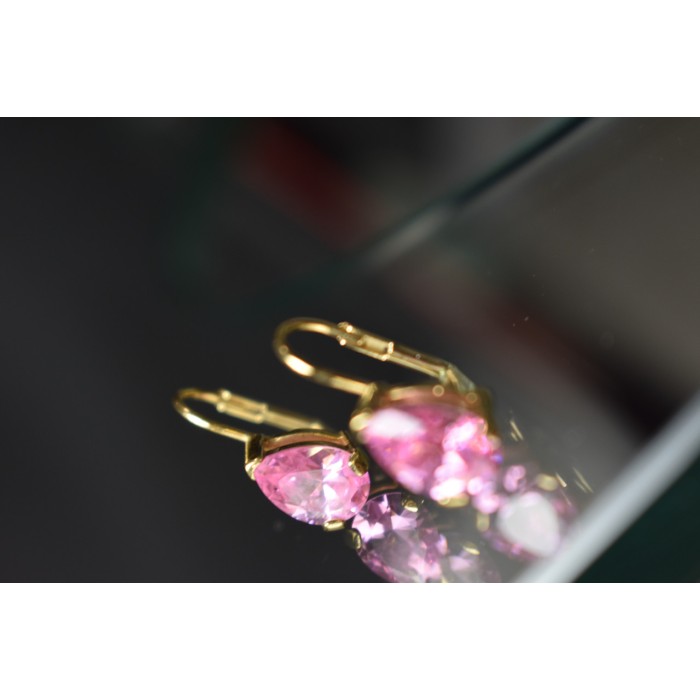 Sky Jewelry Серебряные серьги в позолоте с Морганитом