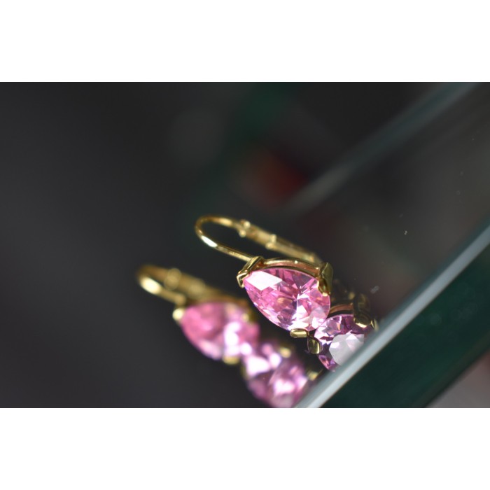 Sky Jewelry Серебряные серьги в позолоте с Морганитом