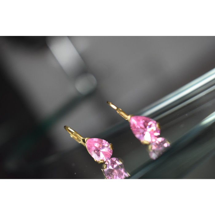 Sky Jewelry Серебряные серьги в позолоте с Морганитом