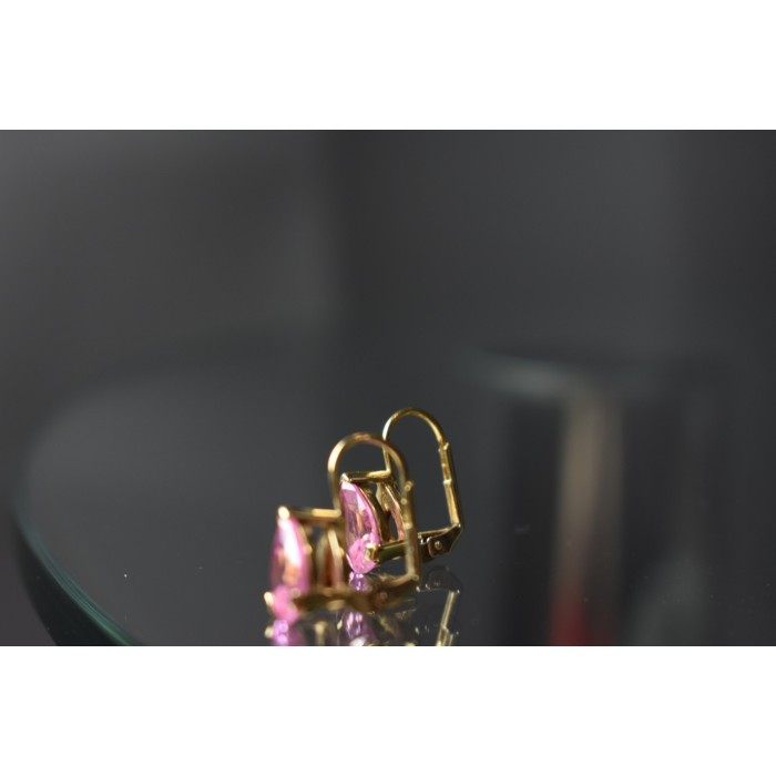 Sky Jewelry Серебряные серьги в позолоте с Морганитом