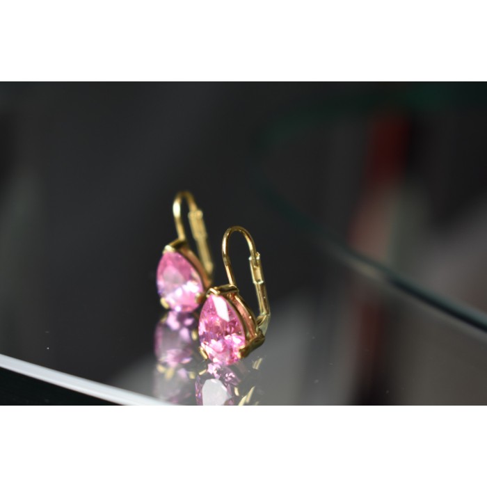 Sky Jewelry Серебряные серьги в позолоте с Морганитом