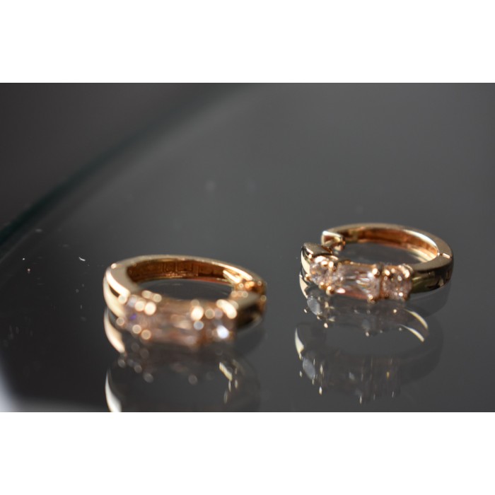 Sky Jewelry Серебряные серьги в позолоте с фианитами 925 проба