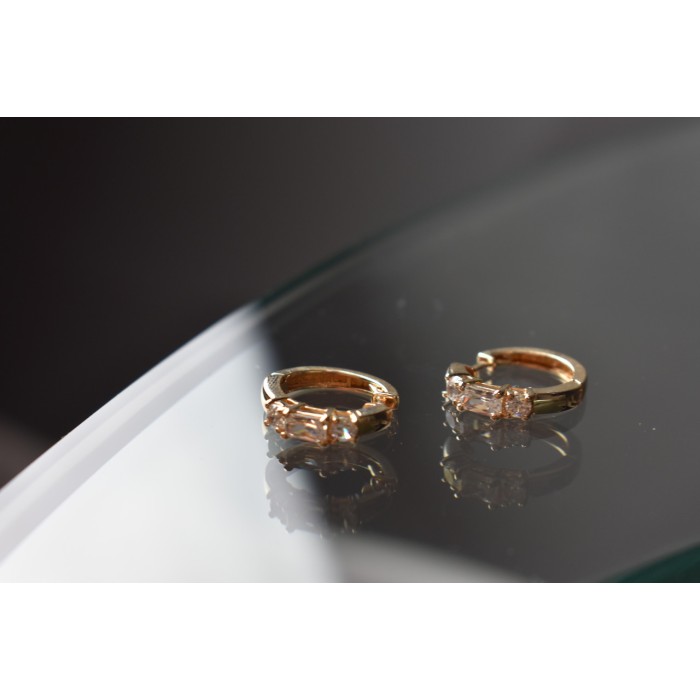 Sky Jewelry Серебряные серьги в позолоте с фианитами 925 проба