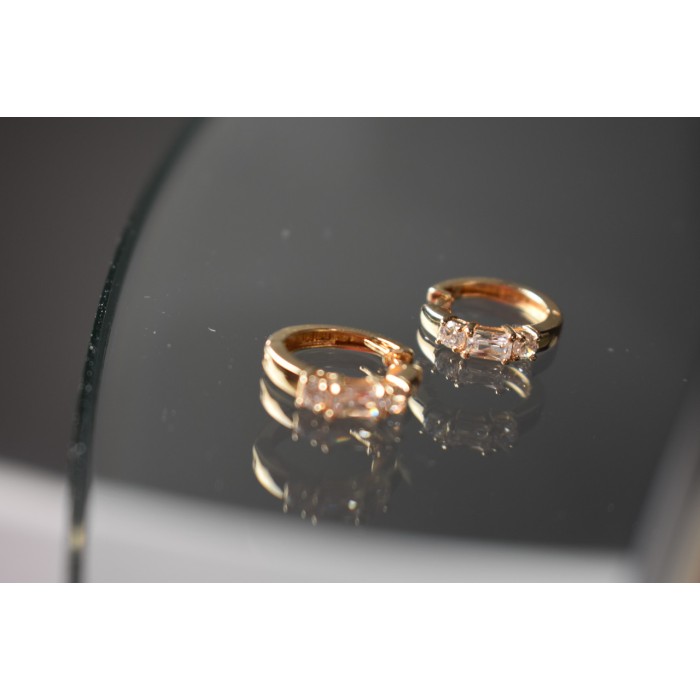 Sky Jewelry Серебряные серьги в позолоте с фианитами 925 проба