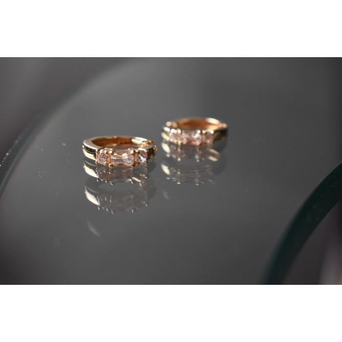 Sky Jewelry Серебряные серьги в позолоте с фианитами 925 проба