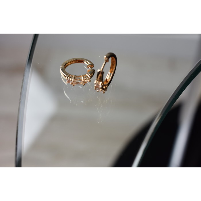 Sky Jewelry Серебряные серьги в позолоте с фианитами 925 проба