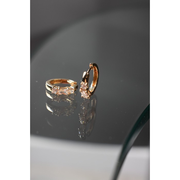 Sky Jewelry Серебряные серьги в позолоте с фианитами 925 проба