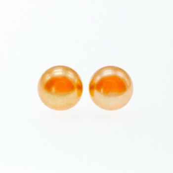 Sky Jewelry Серебряные серьги-гвоздики  с жемчугом оранжевого цвета