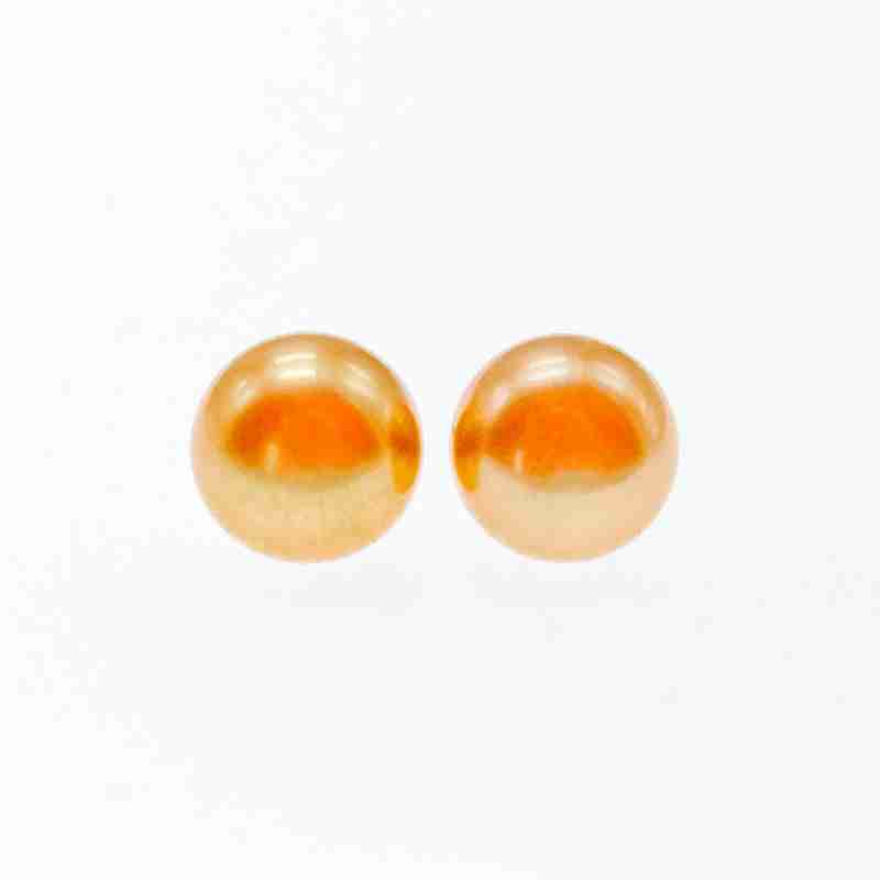 Sky Jewelry Серебряные серьги-гвоздики  с жемчугом оранжевого цвета